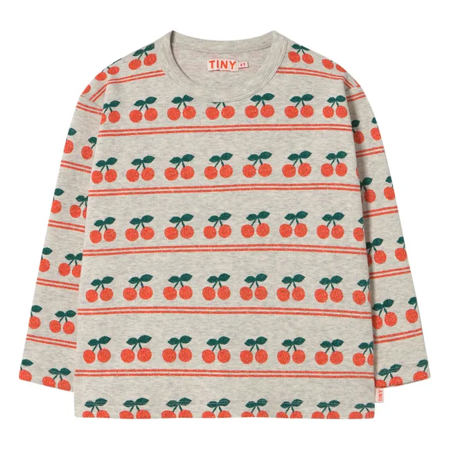 T-shirt Côtelé Cerises Coton Bio | Crème