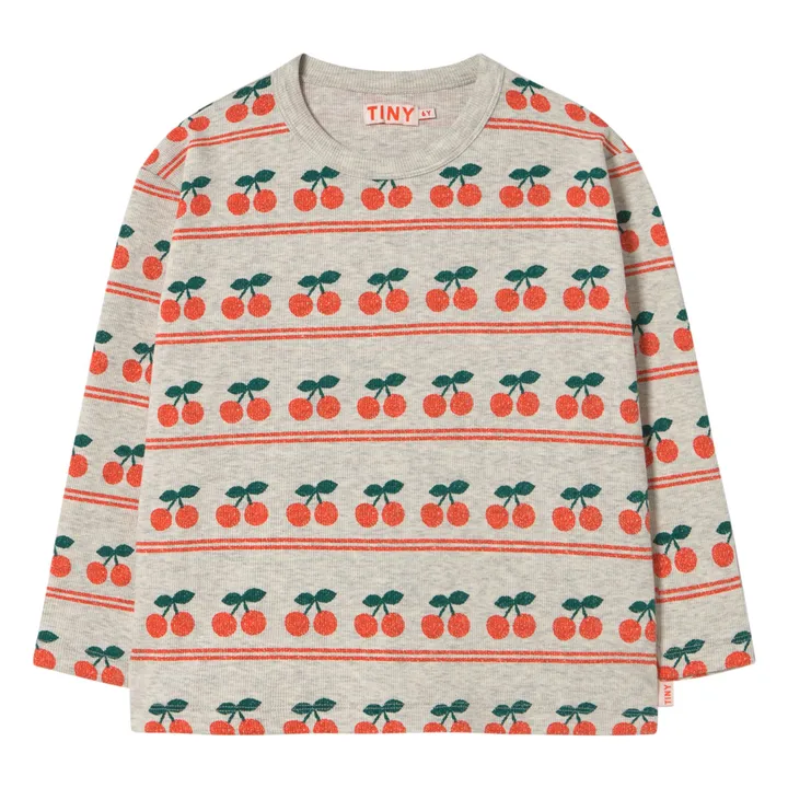 T-shirt Côtelé Cerises Coton Bio | Crème- Image produit n°0