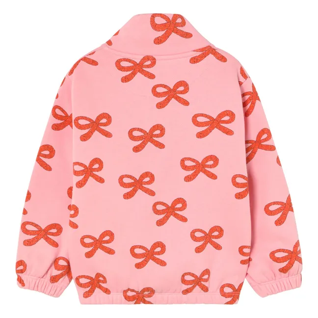 Sweat Col Montant Nœuds Coton Bio | Rose