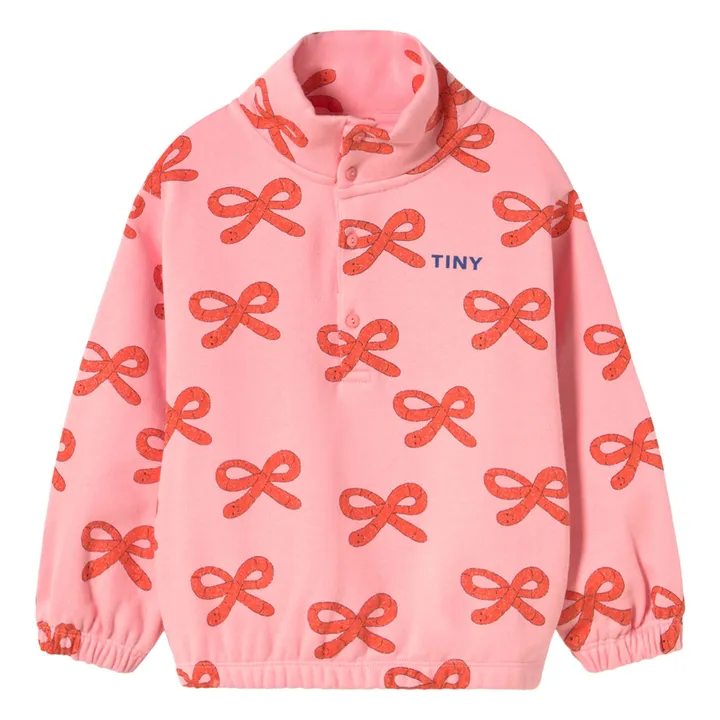 Sweat Col Montant Nœuds Coton Bio | Rose- Image produit n°0