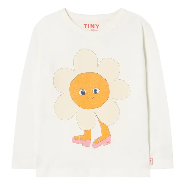 T-shirt Fleur Coton Bio | Ecru