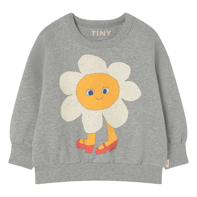 Sweat Fleur Coton Bio | Gris chiné