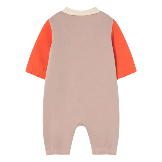 Tuta polo Colorblock in cotone biologico | Rosa Pallido