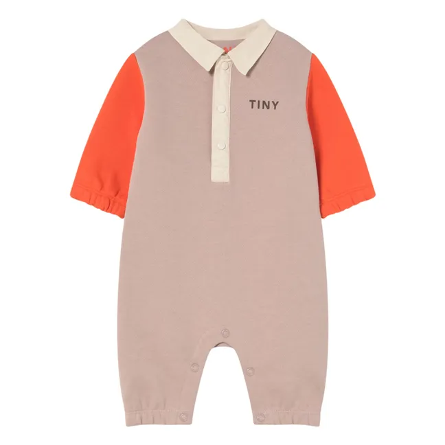 Tuta polo Colorblock in cotone biologico | Rosa Pallido