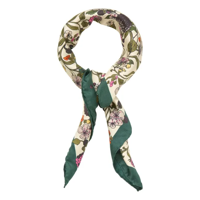 Autumn Blackberry Silk Scarf | Ecru
