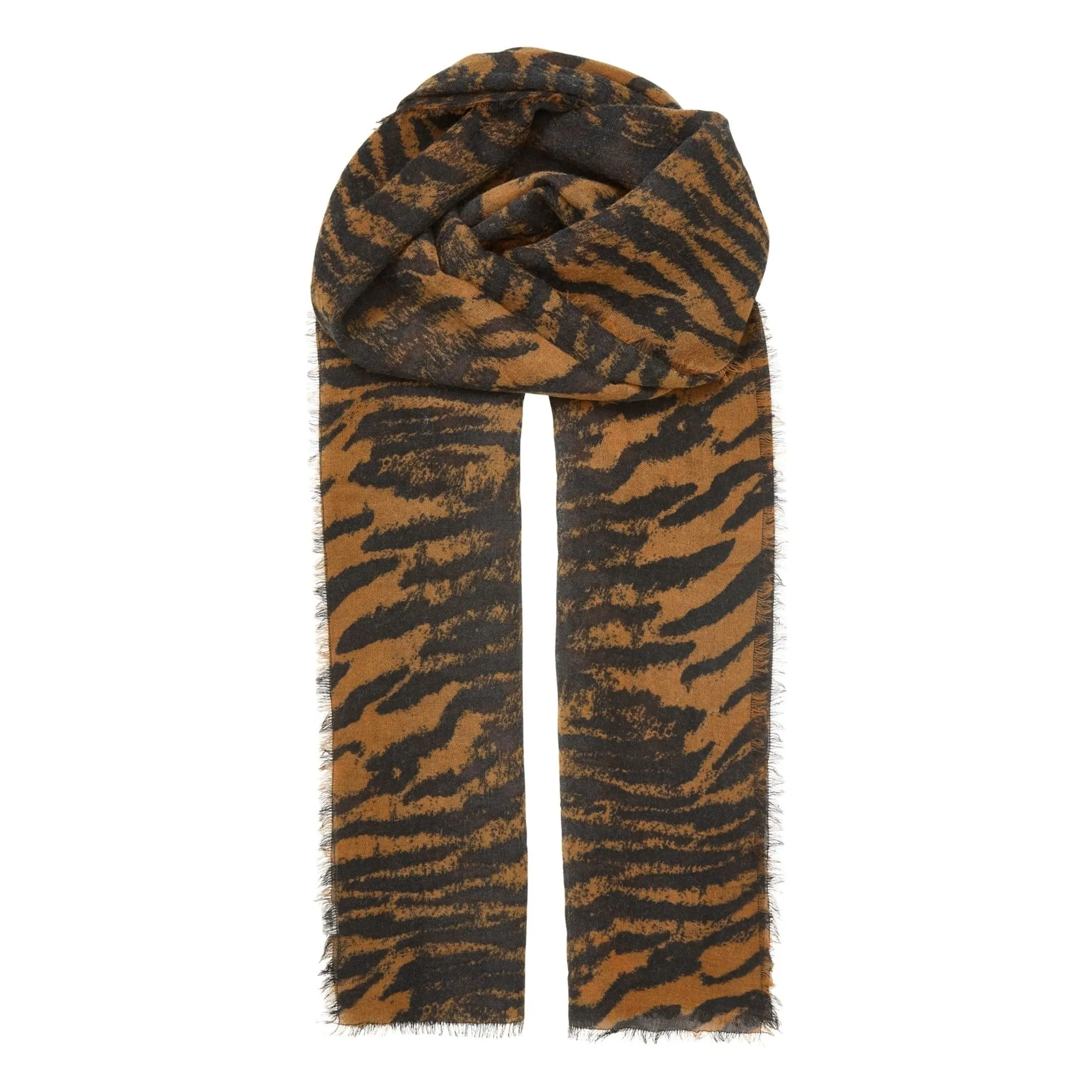 Becksöndergaard Brown Tigarea Wool Scarf