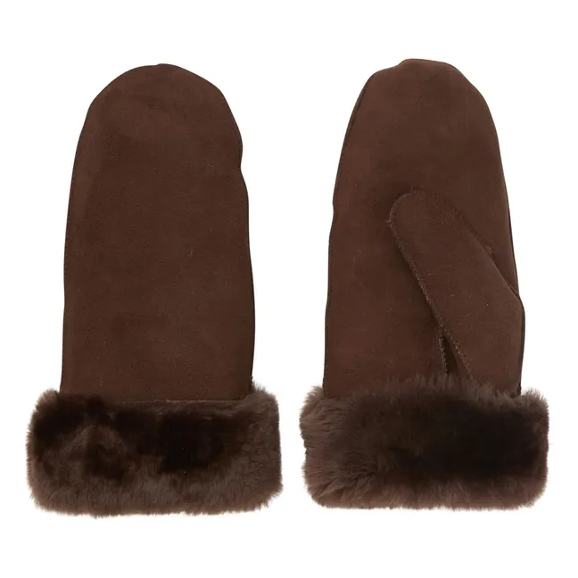 Doa Peau Lainé mittens | Brown