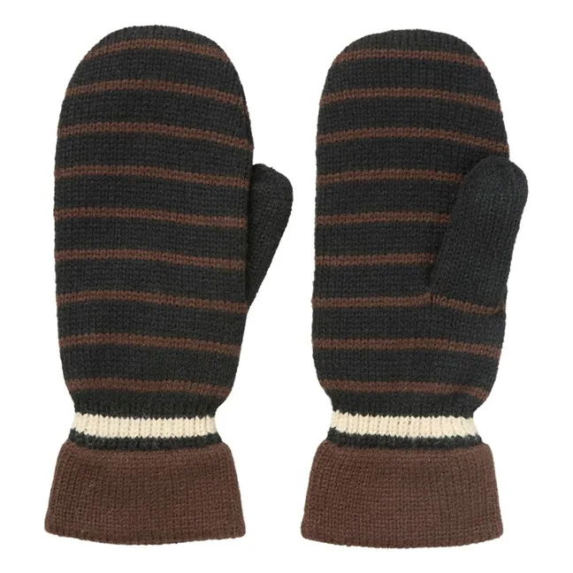 Striped Emerald Mittens | Black
