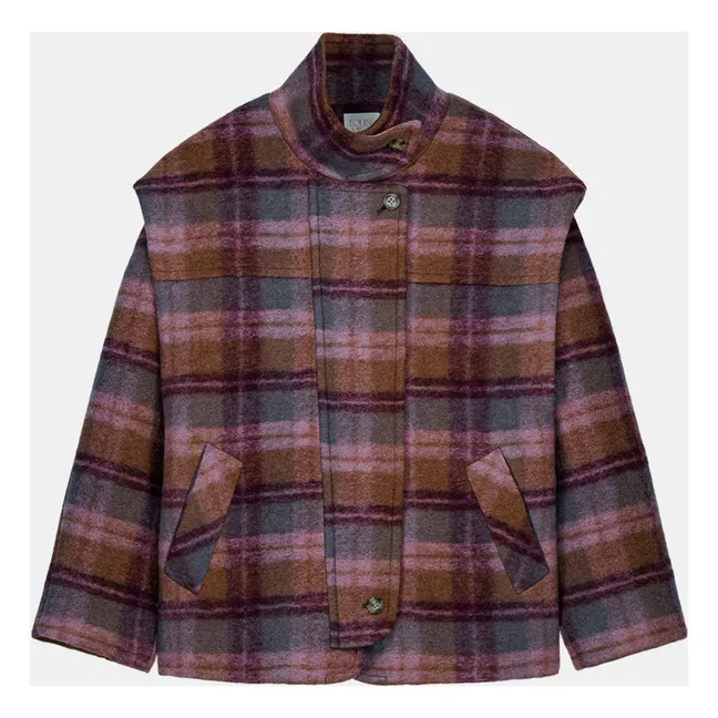 Manteau Kristina Carreaux Laine - Collection Femme | Rose