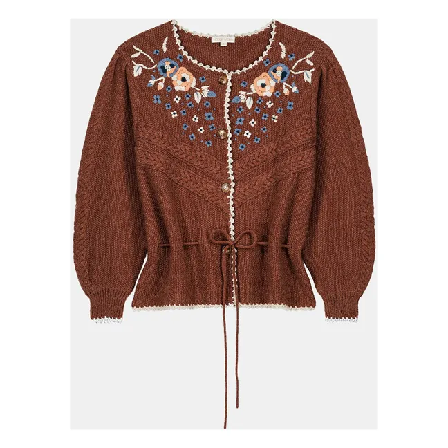 Cardigan Sandya Fibres Recyclées - Collection Femme | Marron