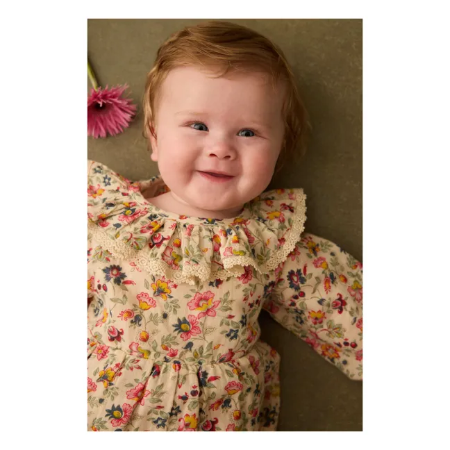 India Fleurie Strampler aus Bio-Baumwolle | Cremefarben