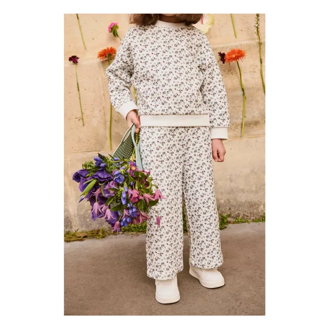 Pantalones florales de algodón ecológico Ysalia | Crema