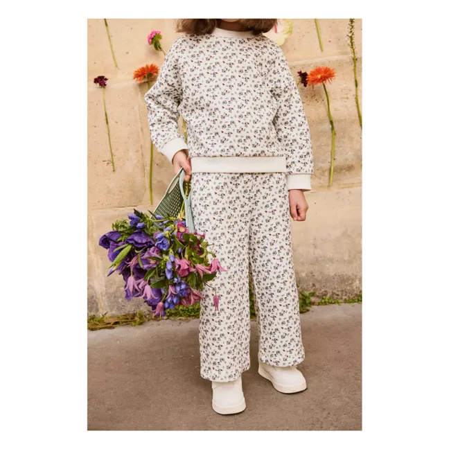 Ysalia Blumenhose aus Bio-Baumwolle | Cremefarben
