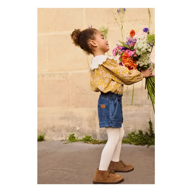 Clea Bluse mit gesticktem Kragen aus Bio-Baumwolle | Honig