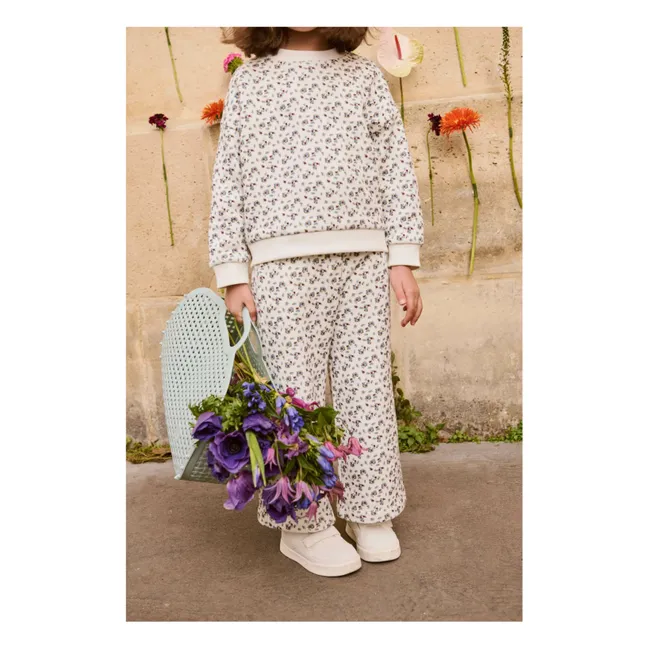 Rosalia Sweatshirt aus geblümter Bio-Baumwolle | Cremefarben