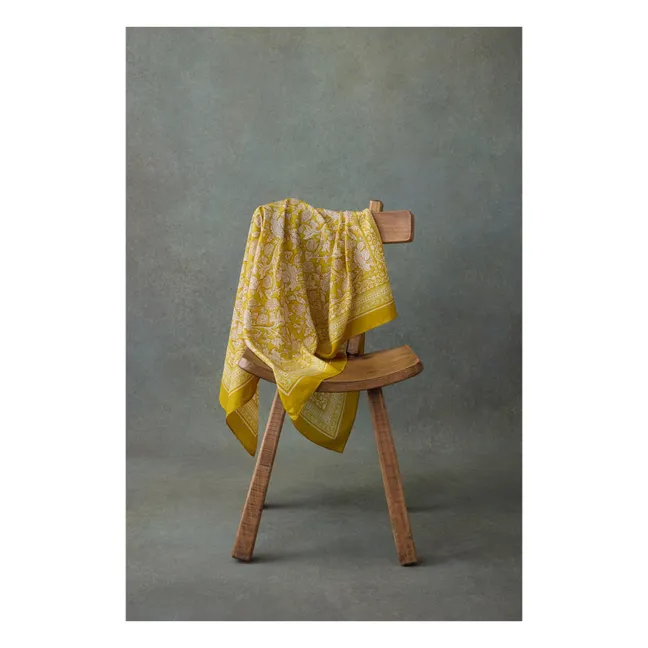 Foulard Romy Mountain Avens Soie Habutai - Collection Femme | Jaune