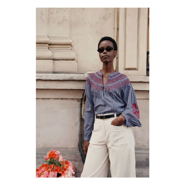Blouse Pal Rayée Voile de Coton - Women's Collection | Steel