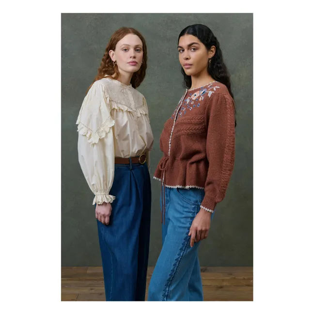 Cardigan Sandya Fibres Recyclées - Collection Femme | Marron