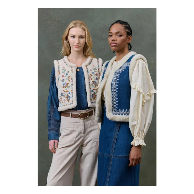 Veste Sans Manches Réversible Renée Double Gaze Coton Bio - Collection Femme | Crème