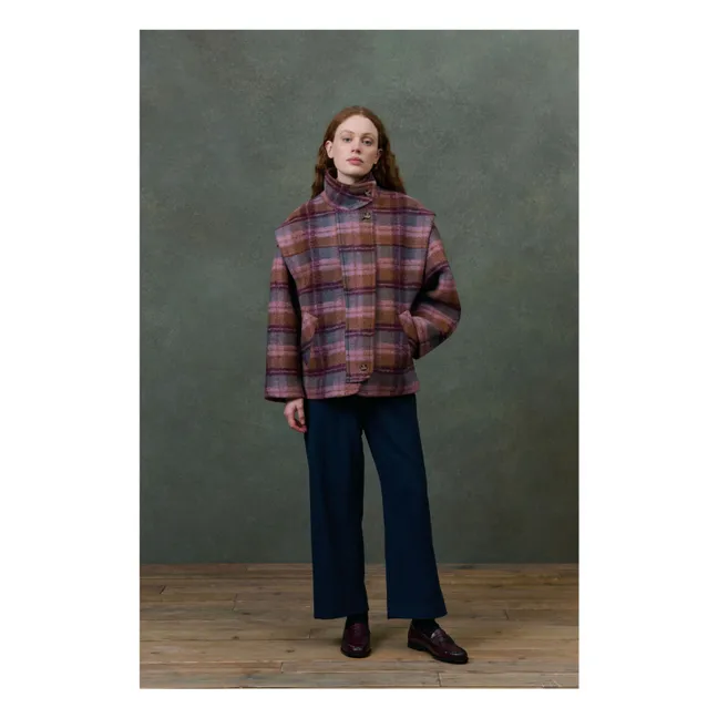 Manteau Kristina Carreaux Laine - Collection Femme | Rose
