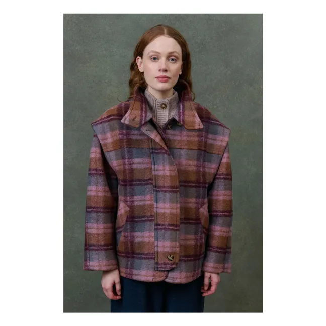 Manteau Kristina Carreaux Laine - Collection Femme | Rose