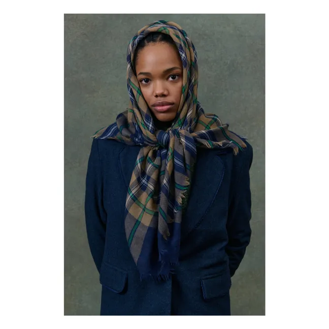 Mekness Wool Carreaux Scarf - Women's Collection | Blue