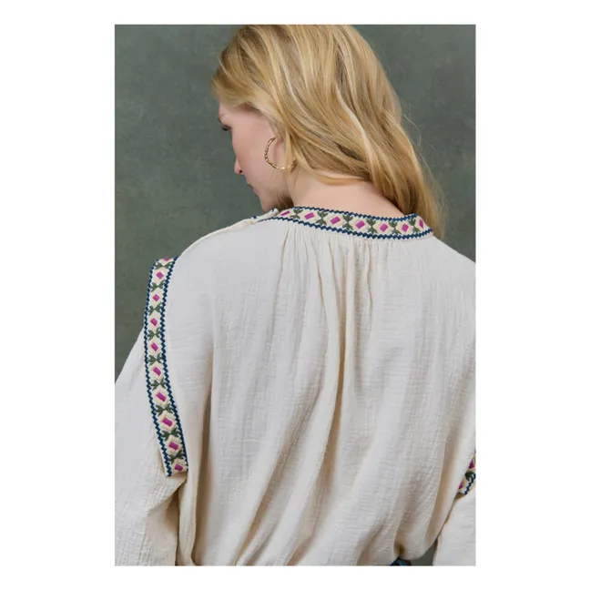 Blusa Izza Doble gasa de algodón orgánico - Colección Mujer | Crema