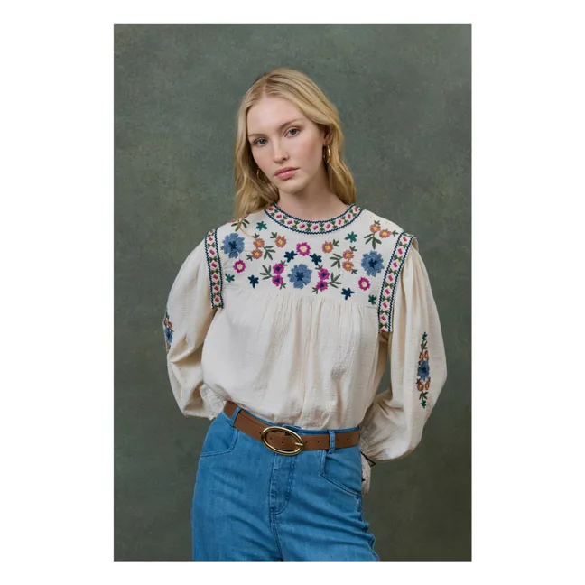 Blusa Izza Doble gasa de algodón orgánico - Colección Mujer | Crema