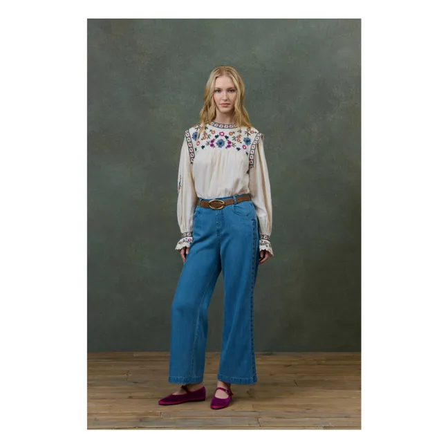 Blusa Izza Doble gasa de algodón orgánico - Colección Mujer | Crema