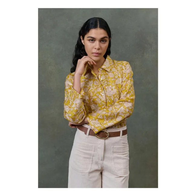 Haut de Pyjama Loulna Mountain Avens Soie Habutai - Collection Femme | Jaune