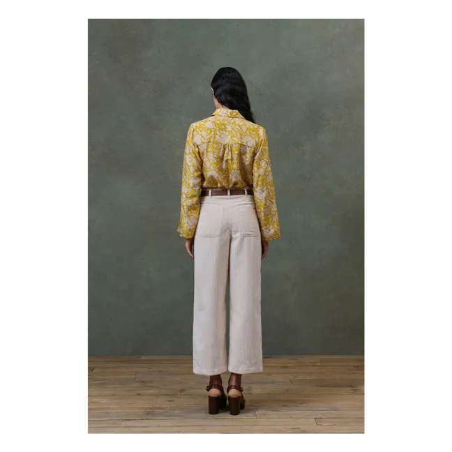 Loulna Mountain Avens Pijama de seda Habutai - Colección Femenina | Amarillo