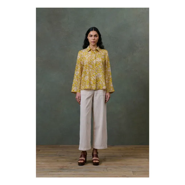 Haut de Pyjama Loulna Mountain Avens Soie Habutai - Collection Femme | Jaune