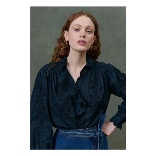 Bluse Cora Voile de Coton Bio - Damenkollektion | Schwarz