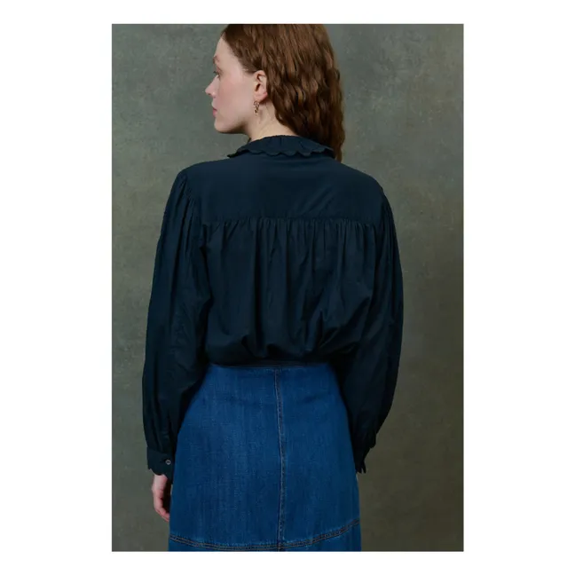 Bluse Cora Voile de Coton Bio - Damenkollektion | Schwarz