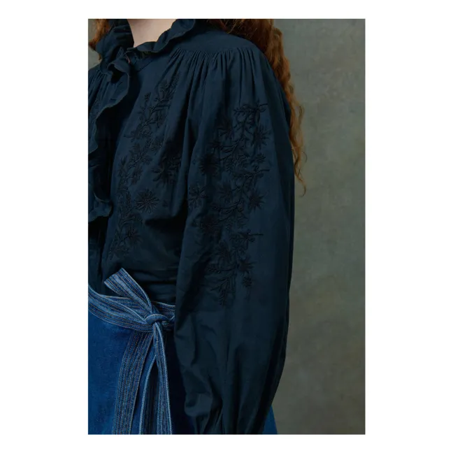 Bluse Cora Voile de Coton Bio - Damenkollektion | Schwarz