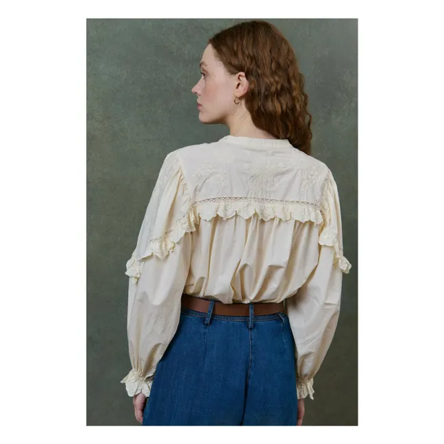 Blusa Noelianne de popelina de algodón orgánico - Colección Mujer | Crema