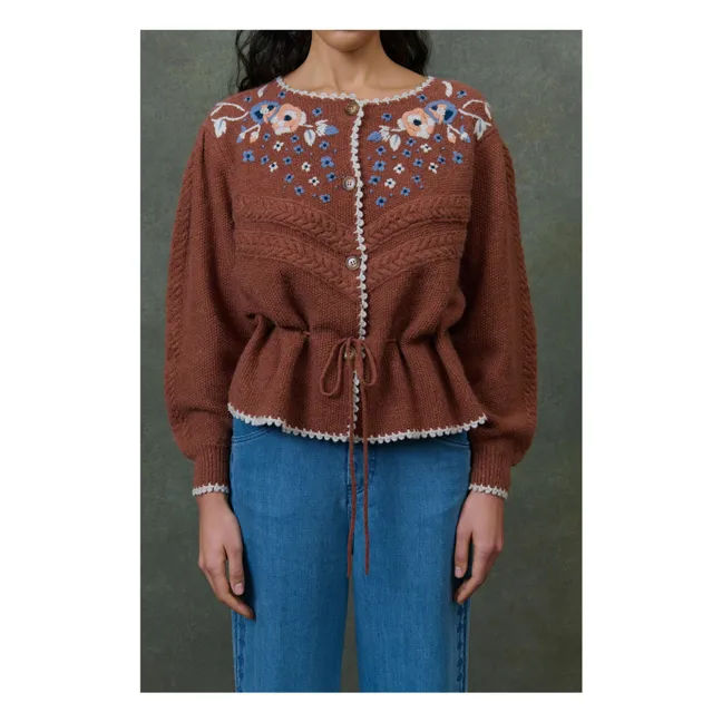Cardigan Sandya Fibres Recyclées - Collection Femme | Marron