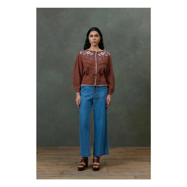 Cardigan Sandya Fibres Recyclées - Collection Femme | Marron