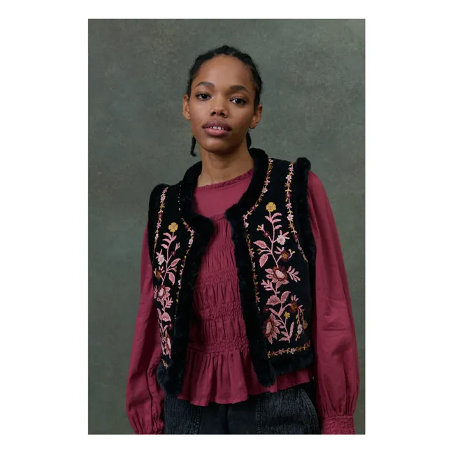 Veste Sans Manches Réversible Renée Velours - Collection Femme | Noir