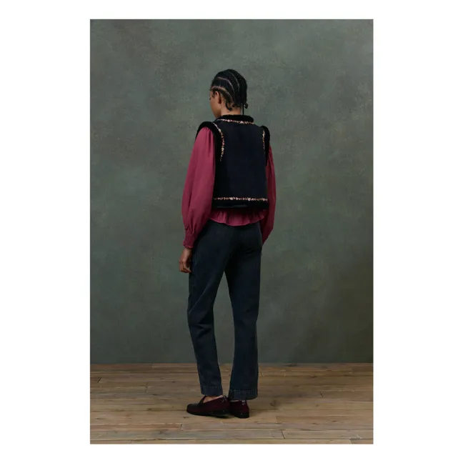 Veste Sans Manches Réversible Renée Velours - Collection Femme | Noir