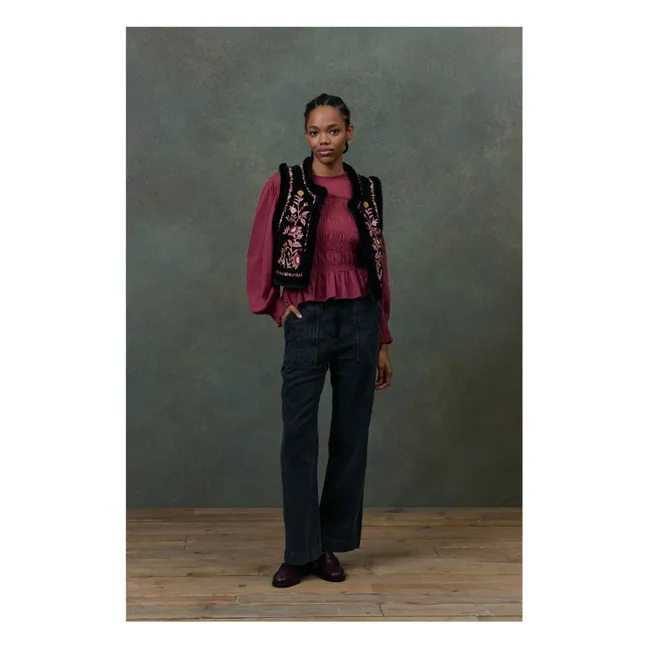 Veste Sans Manches Réversible Renée Velours - Collection Femme | Noir