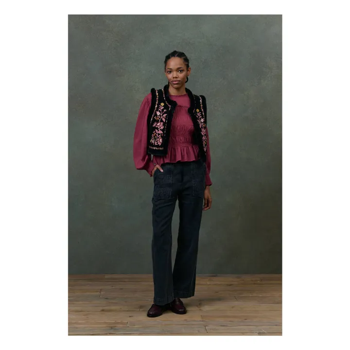 Chaqueta sin mangas reversible Renée Velours - Colección Mujer | Negro- Imagen del producto n°1