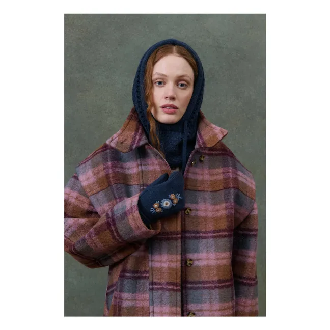 Manteau Kristina Carreaux Laine - Collection Femme | Rose