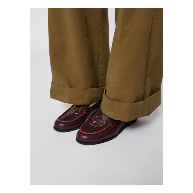 Mocassins Brodés Cuir - Collection Femme | Marron