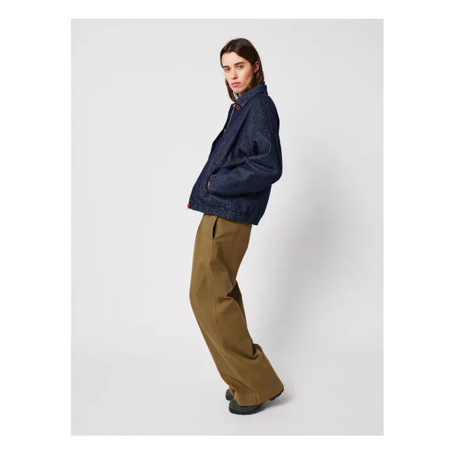 Bomber Rayée Denim Coton Bio - Collection Femme | Bleu marine