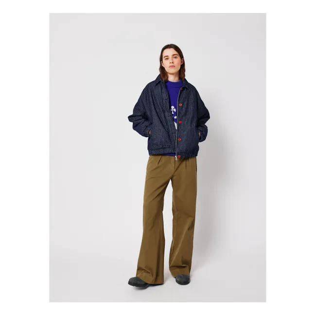 Bomber Rayée Denim Coton Bio - Collection Femme | Bleu marine