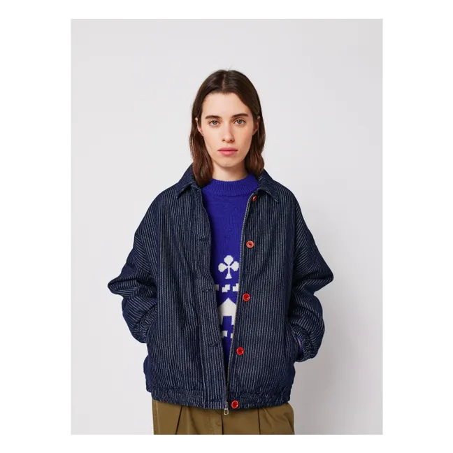 Bomber Rayée Denim Coton Bio - Collection Femme | Bleu marine