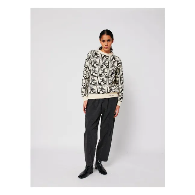 Pull Mr Pencil Jacquard Coton Bio - Collection Femme | Blanc cassé