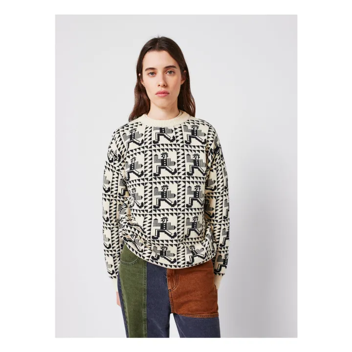 Pull Mr Pencil Jacquard Coton Bio - Collection Femme | Blanc cassé- Image produit n°1