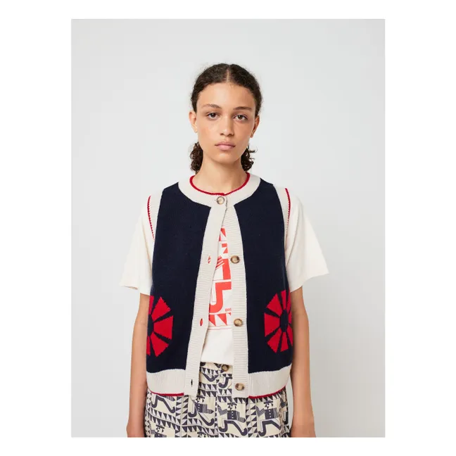 Gilets Sans Manches Flower - Collection Femme | Bleu marine